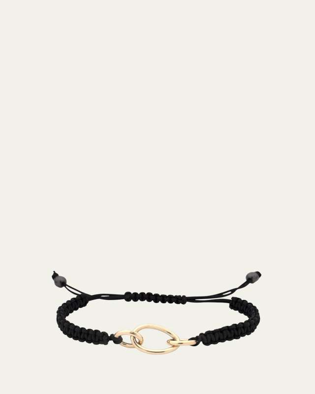 Nodi 18K Yellow Gold Triple Loop Macrame Bracelet, Black